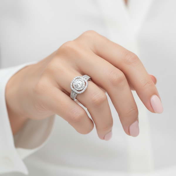 Celestial Double Halo Statement Ring