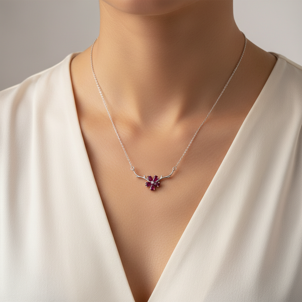 Ruby Bloom Antler Necklace