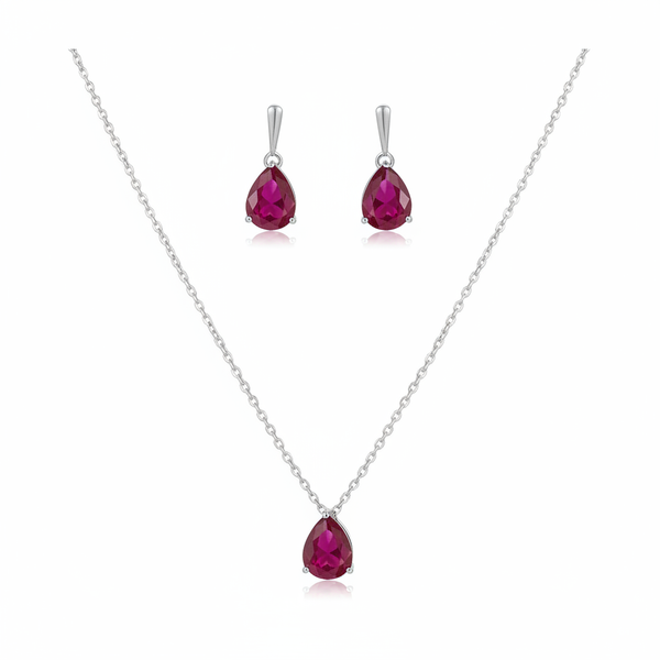 Crimson Teardrop Pendant Set