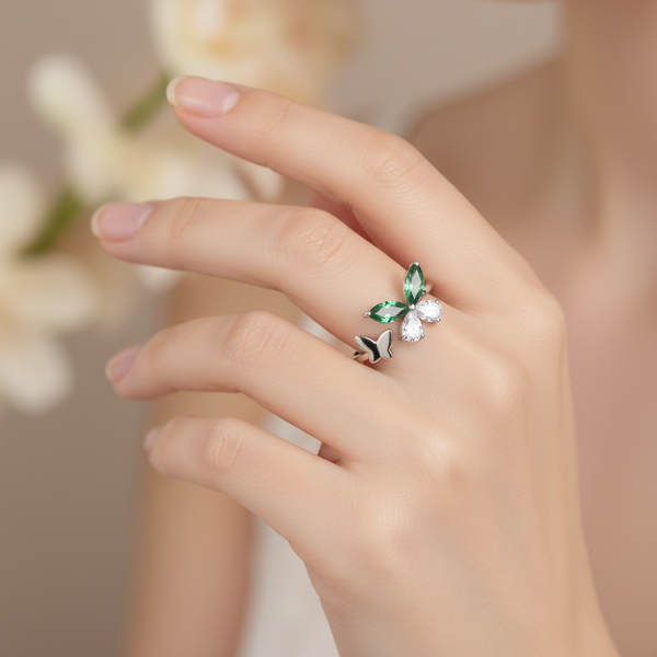 Emerald Meadow Butterfly Ring