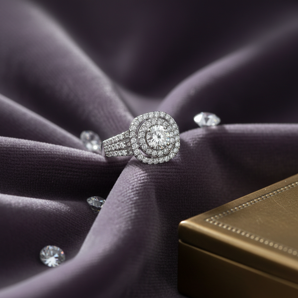 Celestial Double Halo Statement Ring