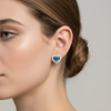 Azure Heart Halo Studs