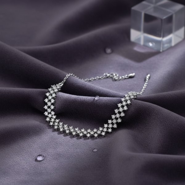 Sparkling Lattice Silver Bracelet