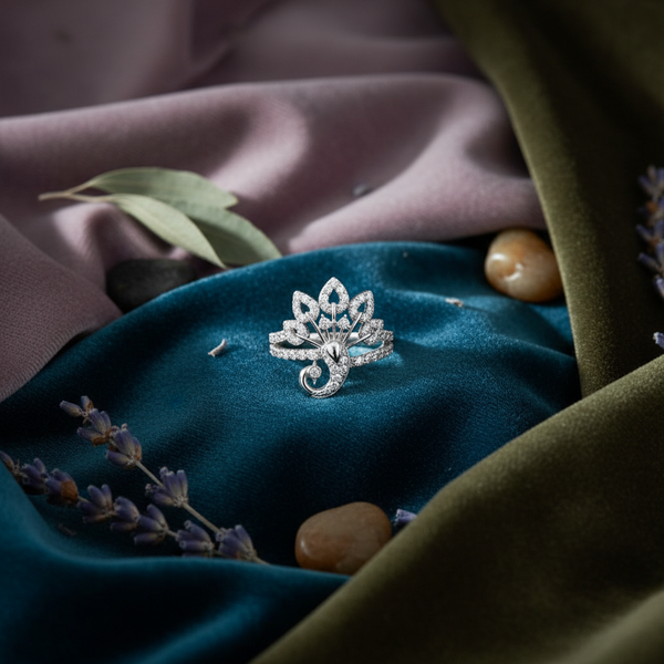 The Silver Mayura Crown Ring