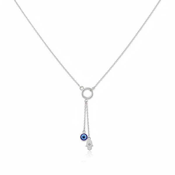 Hamsa & Evil Eye Lariat Necklace
